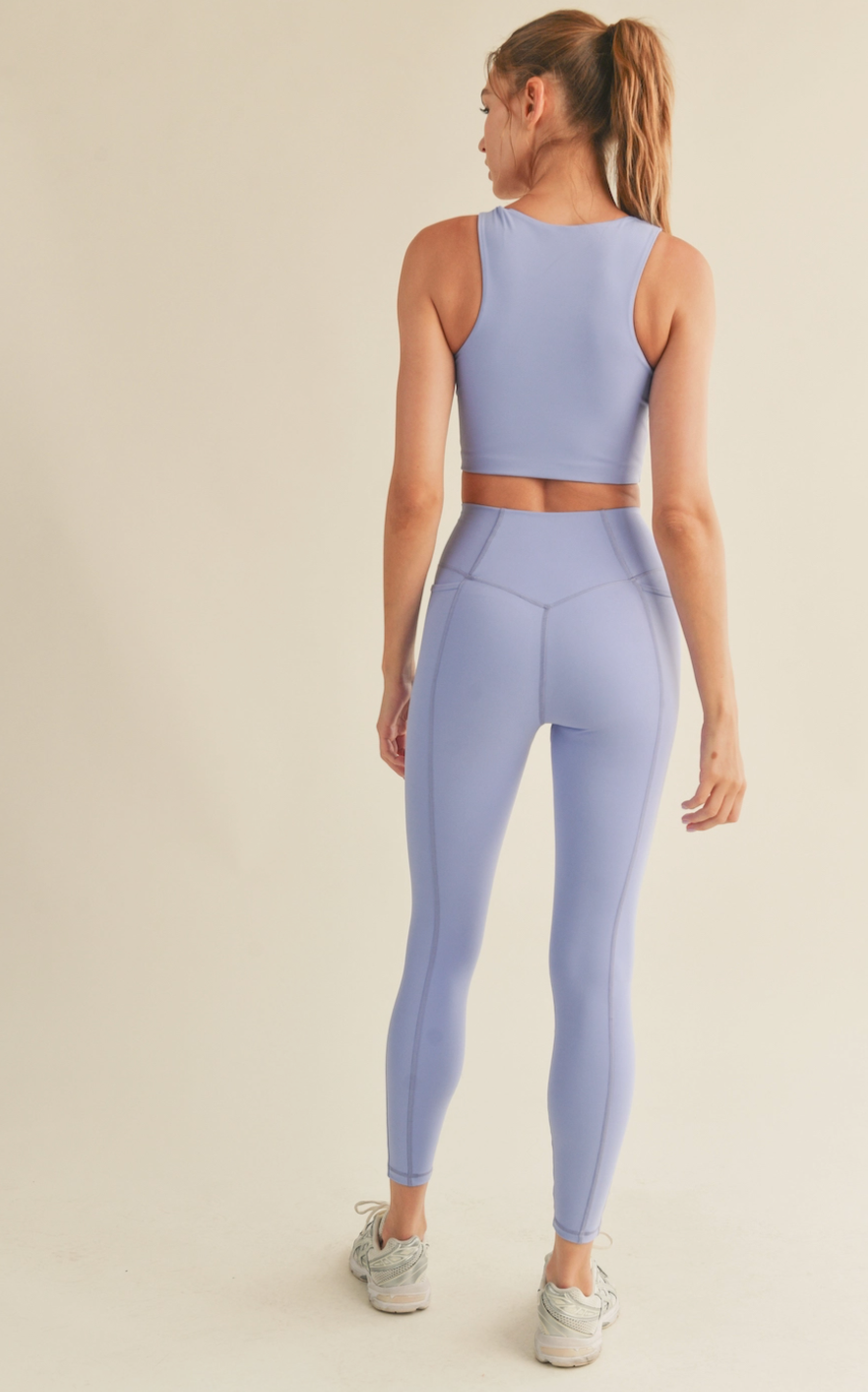 Lavender-Blue Power Sculpt Sports Bra & Legging Set